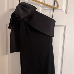 Betsy & Adam Black One-Shoulder Dress